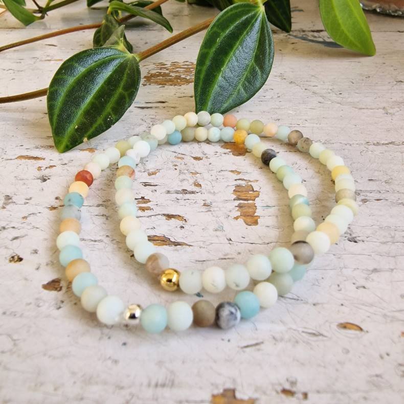 Pari armbnd amazonit mat 4 mm