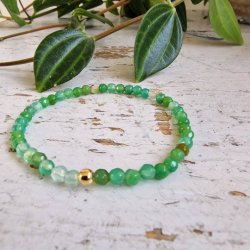 Pari armbnd grn agate facet 4 mm