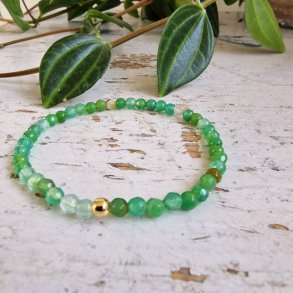 Pari armbnd grn agate facet 4 mm