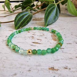 Pari armbnd grn agate facet 4 mm