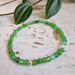 Pari armbnd grn agate facet 4 mm