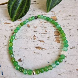 Pari armbnd grn agate facet 4 mm