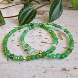 Pari armbnd grn agate facet 4 mm