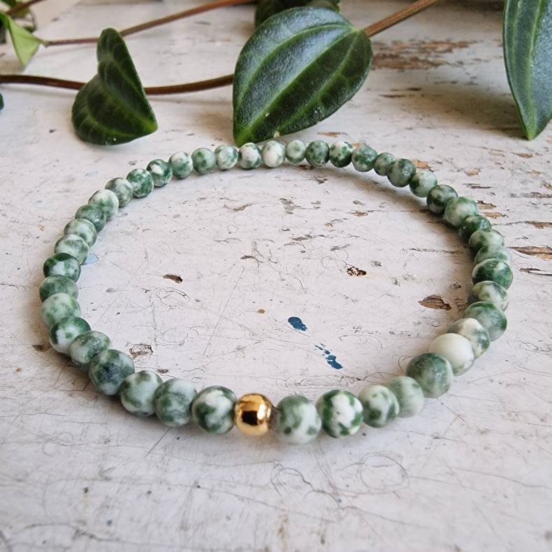 Pari armbnd green spot jaspis 4 mm