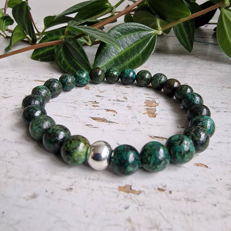 Afrikansk turkis unisex armbnd  8 mm