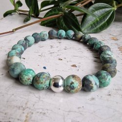 Afrikansk turkis frost unisex armbnd  8 mm