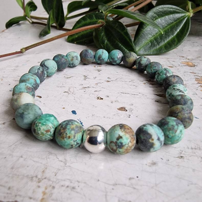 Afrikansk turkis frost unisex armbnd  8 mm