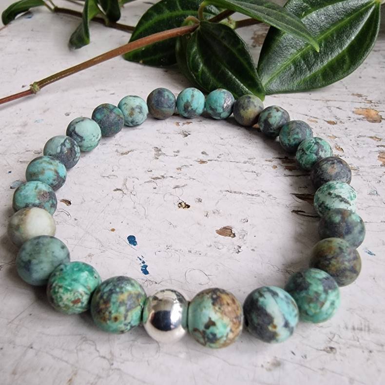 Afrikansk turkis frost unisex armbnd  8 mm