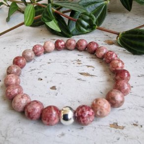 Koralrodsfossil rosa armbnd 8 mm