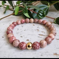 Koralrodsfossil rosa armbnd 8 mm
