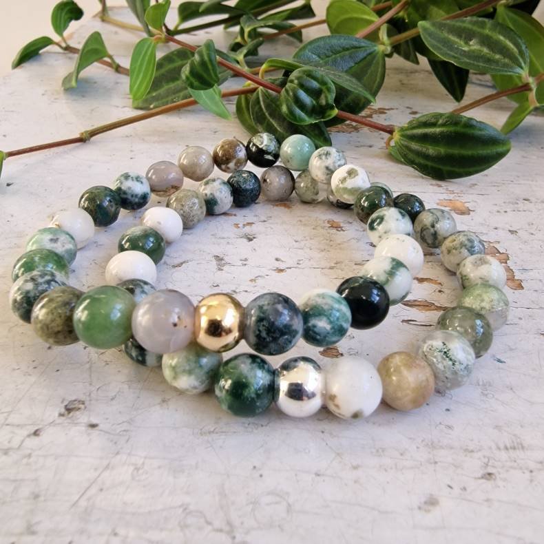   Naturlig Tr agate armbnd 8 mm