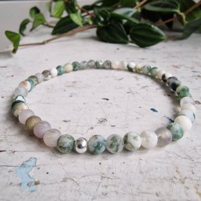 Pari armbnd tree agate frost 4 mm