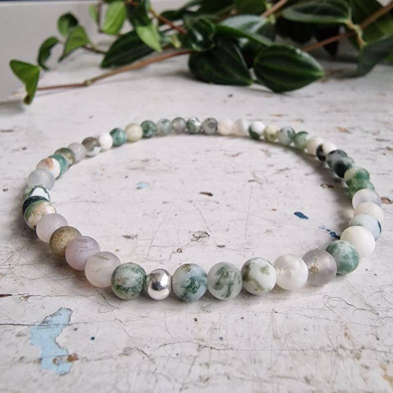 Pari armbnd tree agate frost 4 mm