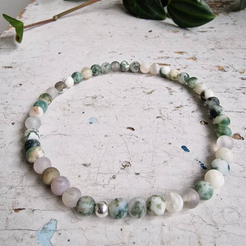 Pari armbnd tree agate frost 4 mm