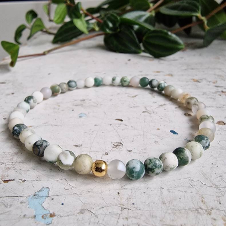 Pari armbnd tree agate frost 4 mm