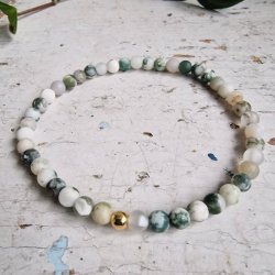 Pari armbnd tree agate frost 4 mm