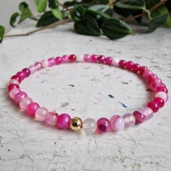 Pari armbnd pink agate 4 mm