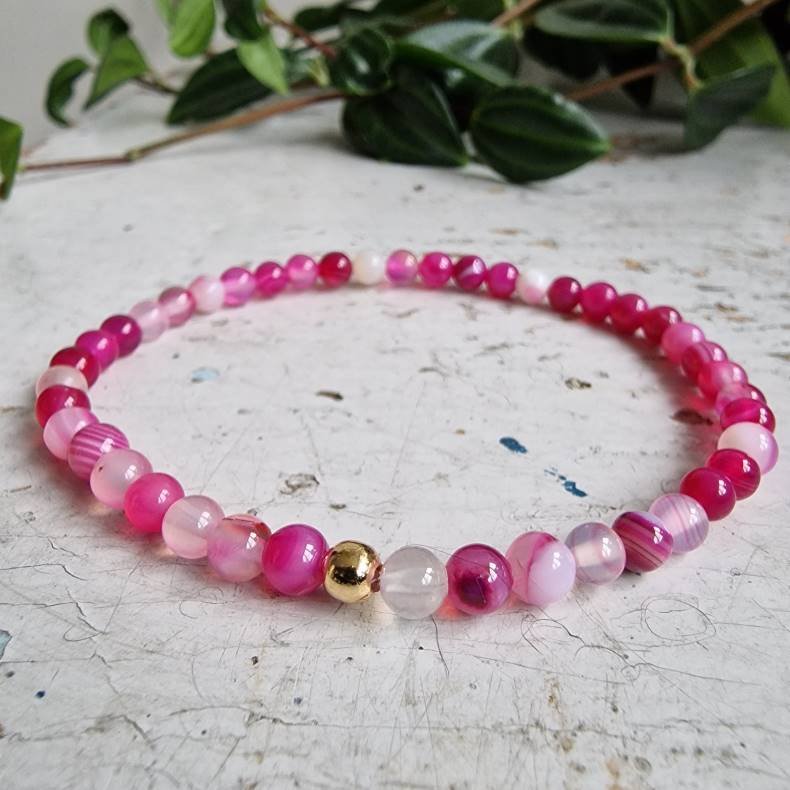 Pari armbnd pink agate 4 mm