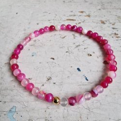 Pari armbnd pink agate 4 mm