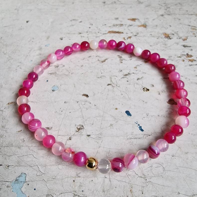 Pari armbnd pink agate 4 mm
