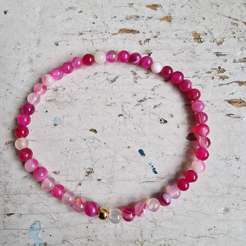 Pari armbnd pink agate 4 mm