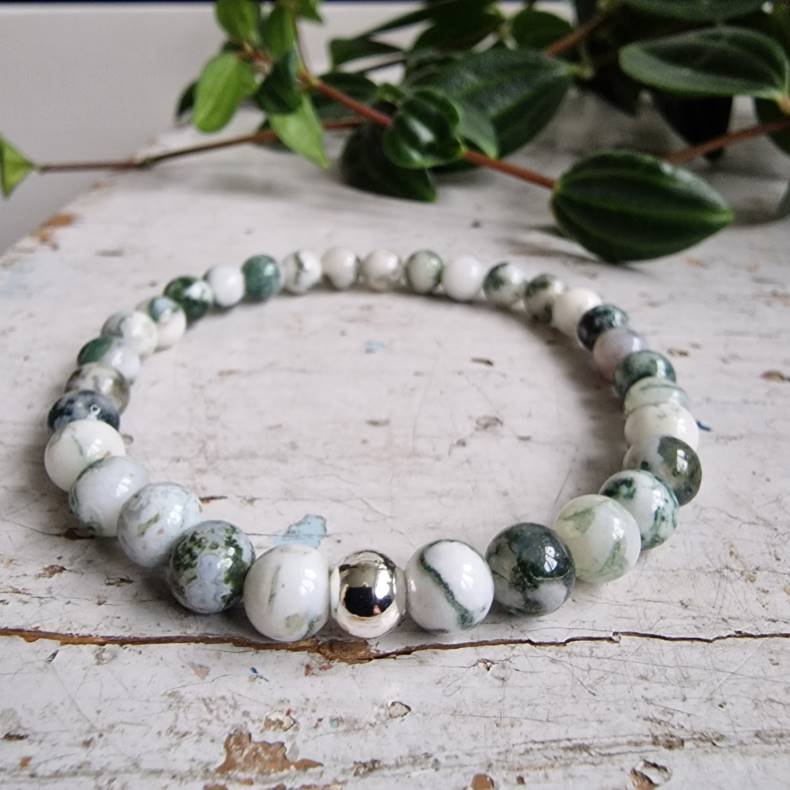   Naturlig Tr agate armbnd 6 mm