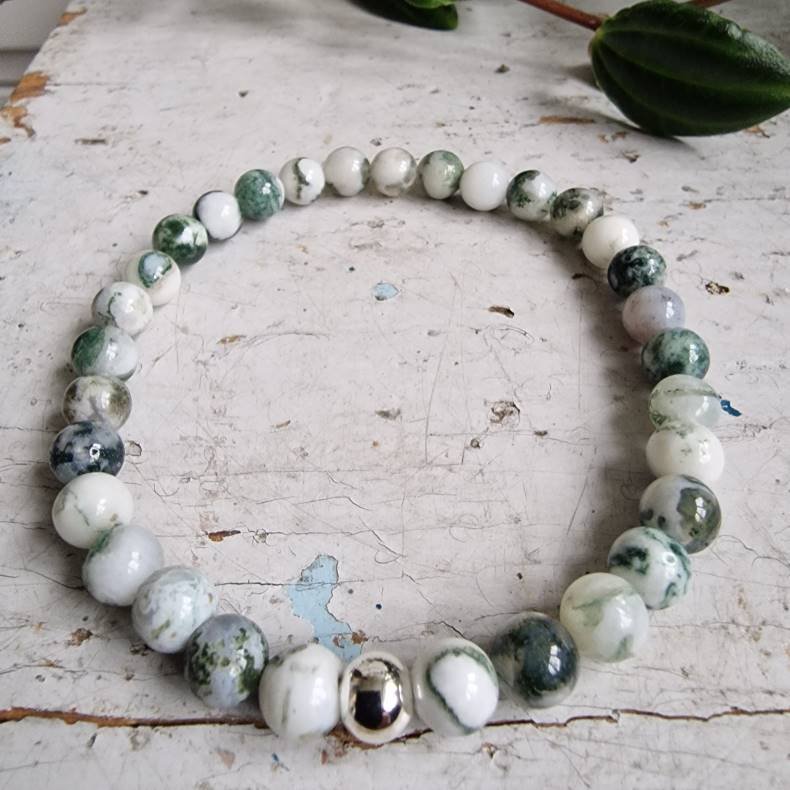   Naturlig Tr agate armbnd 6 mm