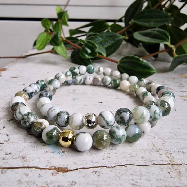   Naturlig Tr agate armbnd 6 mm