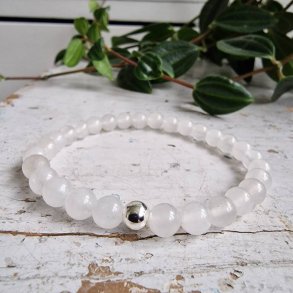 Hvid jade armbnd 6 mm