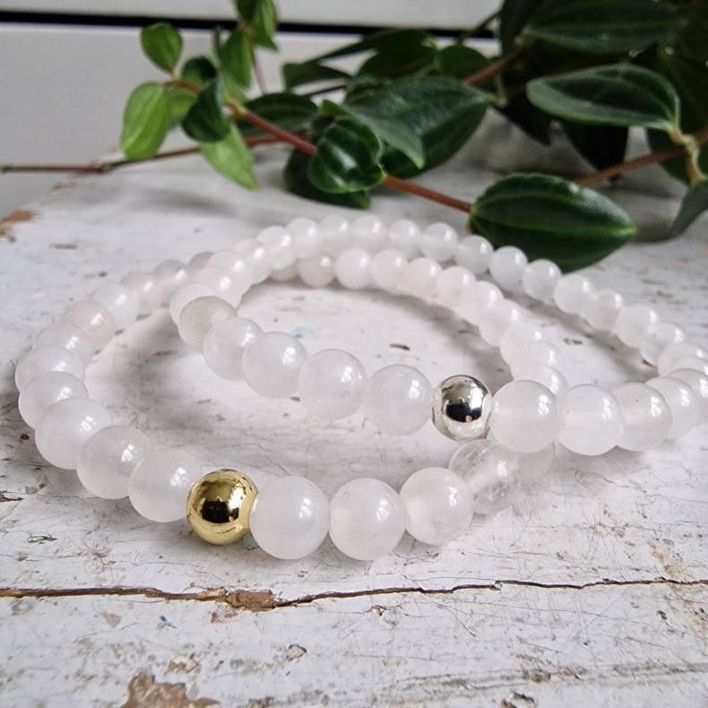 Hvid jade armbnd 6 mm