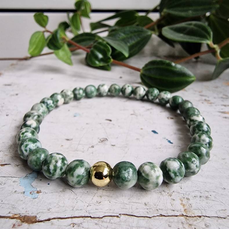 Green spot jaspis armbnd 6 mm