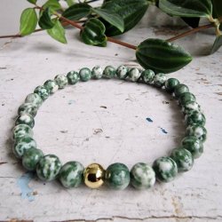 Green spot jaspis armbnd 6 mm