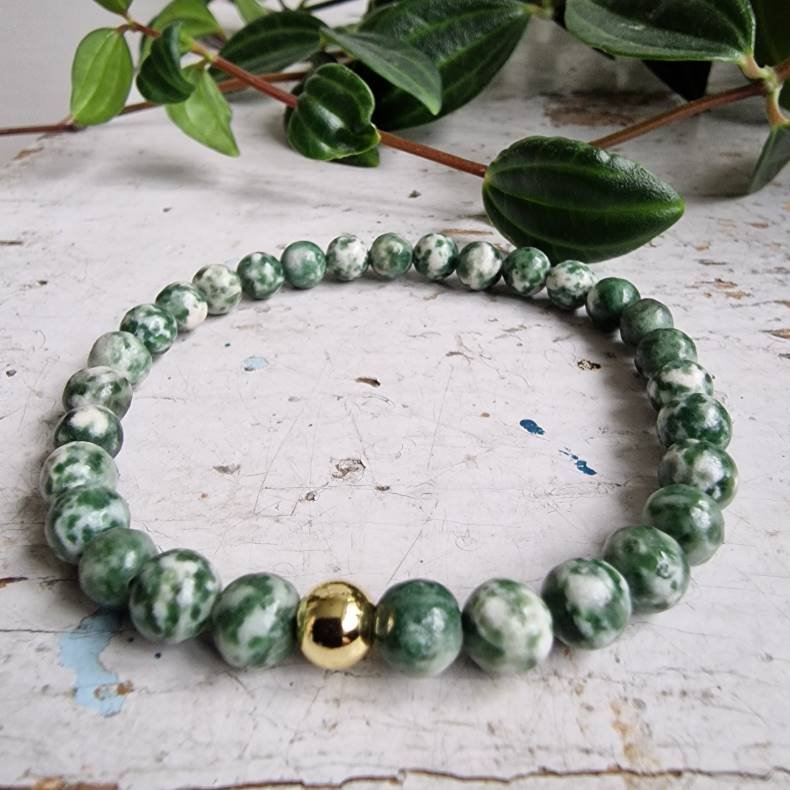 Green spot jaspis armbnd 6 mm