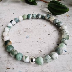 Naturlig Tr agate frost armbnd 6 mm