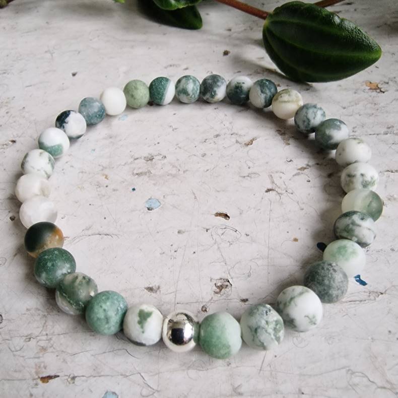 Naturlig Tr agate frost armbnd 6 mm