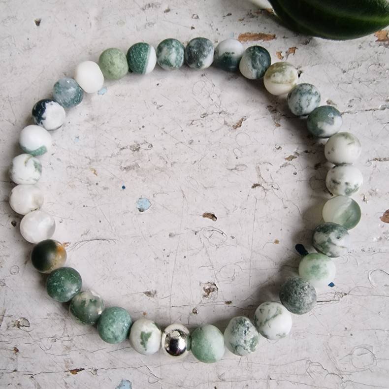 Naturlig Tr agate frost armbnd 6 mm