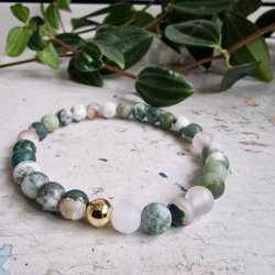 Naturlig Tr agate frost armbnd 6 mm