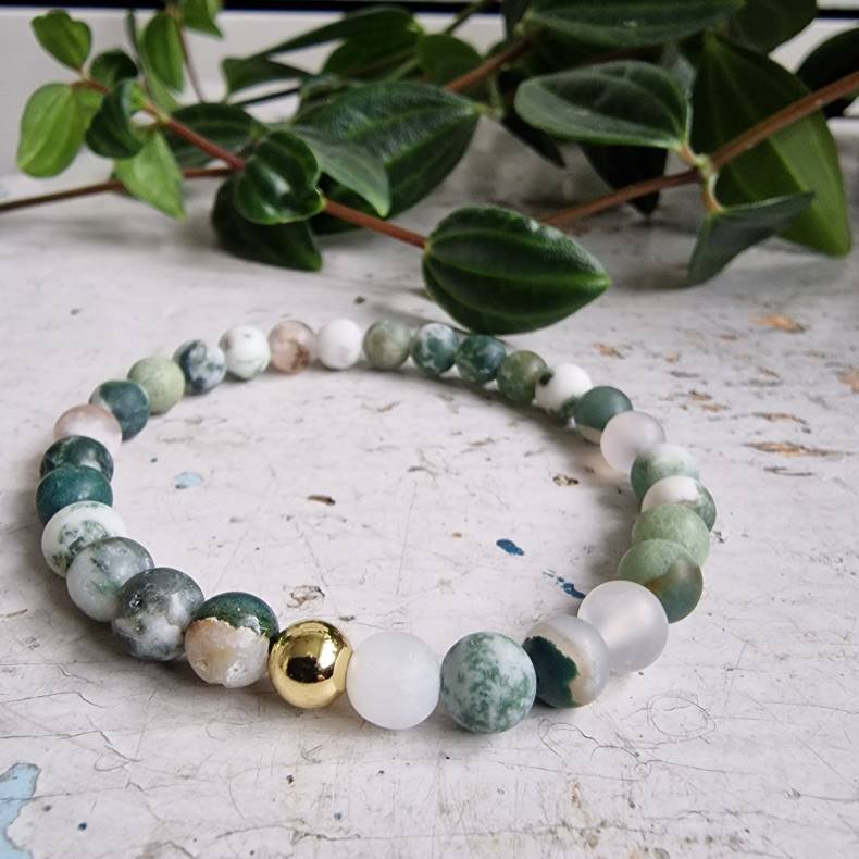 Naturlig Tr agate frost armbnd 6 mm