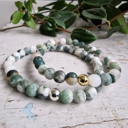 Naturlig Tr agate frost armbnd 6 mm