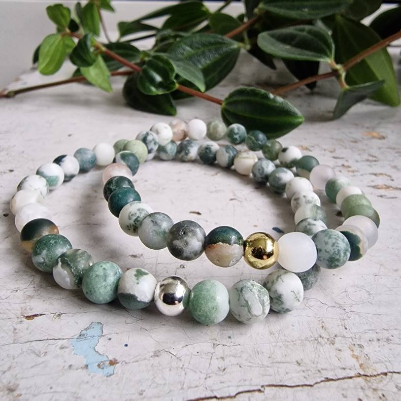 Naturlig Tr agate frost armbnd 6 mm