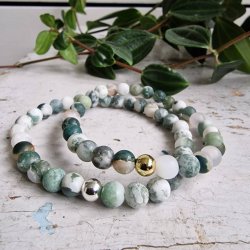 Naturlig Tr agate frost armbnd 6 mm