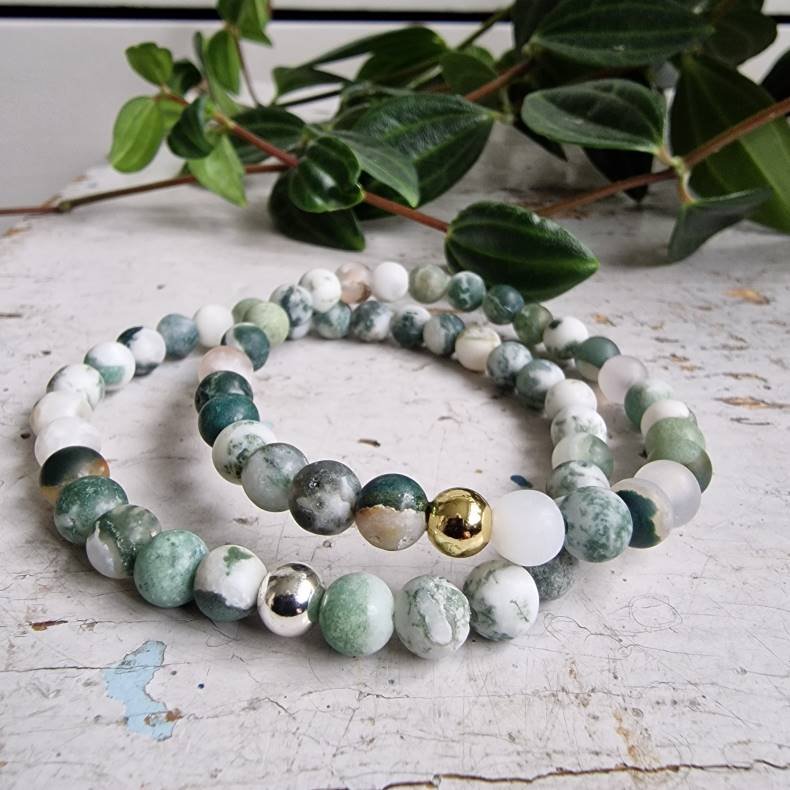 Naturlig Tr agate frost armbnd 6 mm