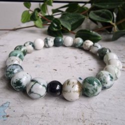 Naturlig Tr agate unisex armbnd 10 mm