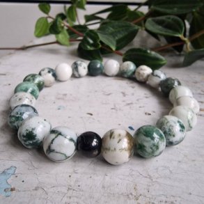 Naturlig Tr agate unisex armbnd 10 mm