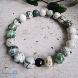 Naturlig Tr agate unisex armbnd 10 mm