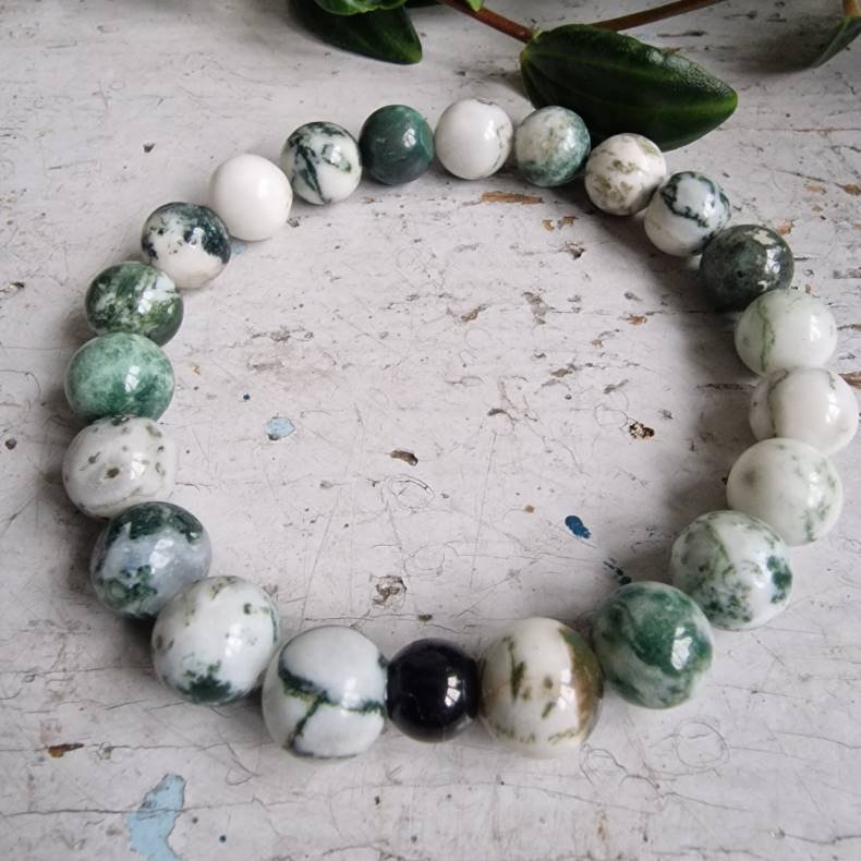 Naturlig Tr agate unisex armbnd 10 mm