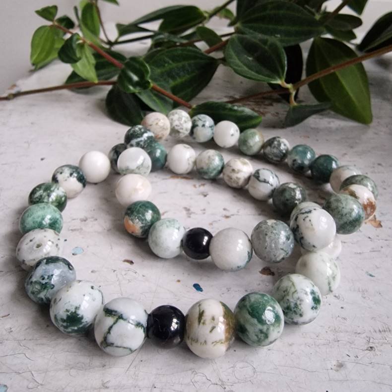 Naturlig Tr agate unisex armbnd 10 mm