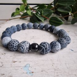 Krakeleret agate unisex armbnd 10 mm
