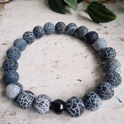 Krakeleret agate unisex armbnd 10 mm