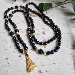 Black agate golden guanyin luksus boheme mala